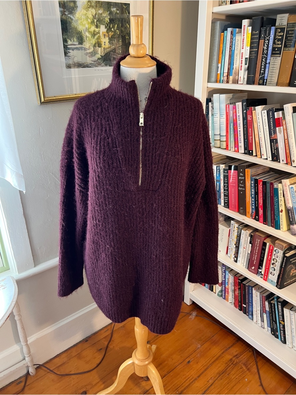 Express Plum Half-Zip Funnel Neck Sweater